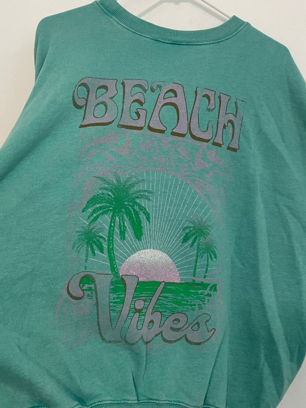 WILD FABLE Oversized Sweatshirt Teal Blue Green Beach Vibes Summer Vacation Boho - Picture 11 of 16